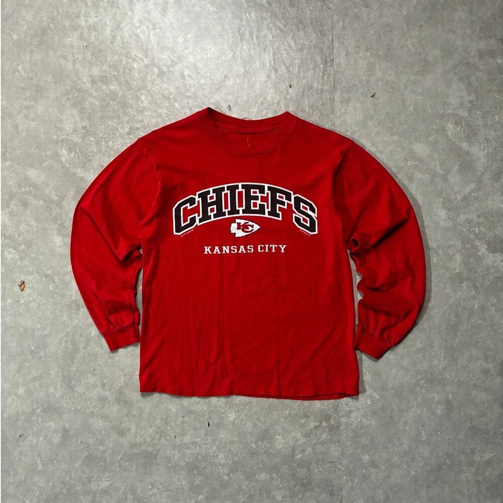 2000s Vintage Kansas City Chiefs Distressed Red Long Sleeve Shirt -M